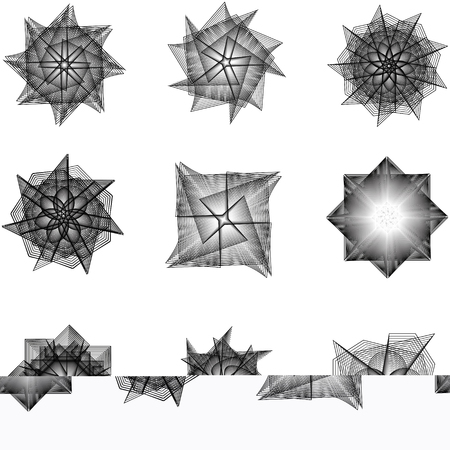 Holiday patterns of stars and flowers for gifts geometric pentagramのイラスト素材