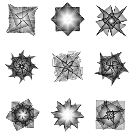 Holiday patterns of stars and flowers for gifts geometric pentagramのイラスト素材