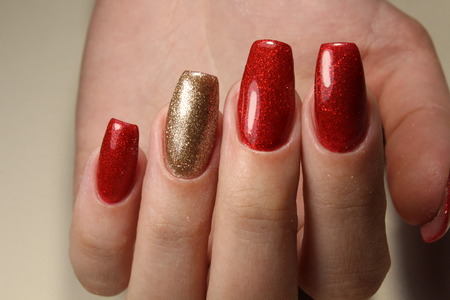 Manicure 2017 nails extensively bright redの写真素材