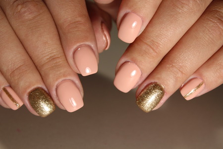 Youth manicure design, coffee with gold 2017の写真素材