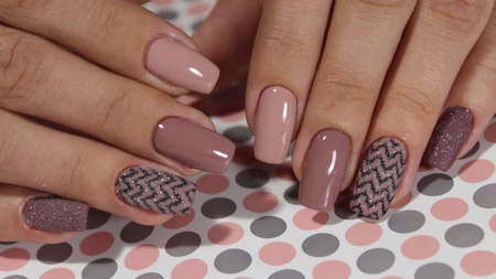 Youth manicure design of coffeeの写真素材