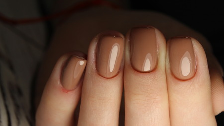The beauty of the natural nails. Perfect clean manicureの写真素材