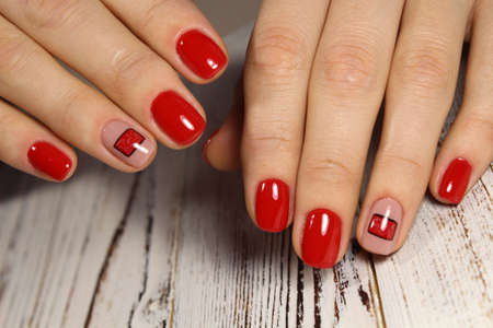 Christmas Nail art manicure. Holiday style bright