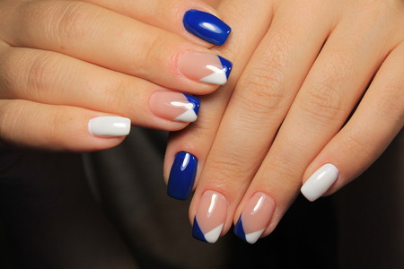 glamorous beautiful manicure on a trendy texture backgroundの写真素材