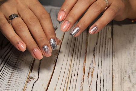 Manicured nails Nail Polish art design.の写真素材