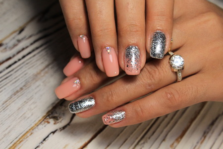 The beauty of the natural nails. Perfect clean manicureの写真素材