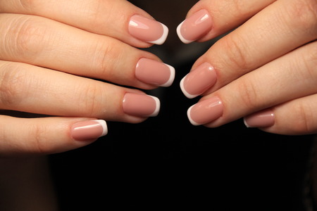 beautiful fashion manicure with a design on long nailsの写真素材