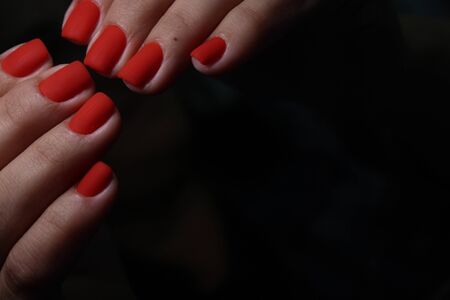 Fashion nails manicure on beautiful handsの写真素材