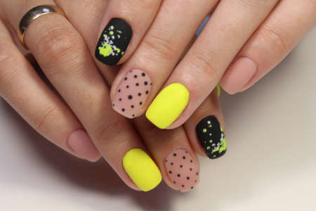 fashion manicure of nails on a beautiful backgroundの写真素材