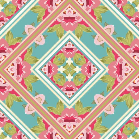 Seamless colorful floral pattern, vector illustrationのイラスト素材
