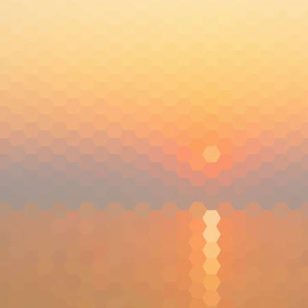 Sunset landscape pattern of geometric shapes. Colorful mosaic.のイラスト素材