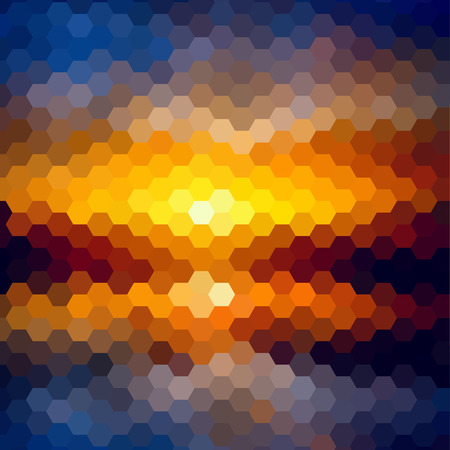 Sunset landscape pattern of geometric shapes. Colorful mosaic.のイラスト素材
