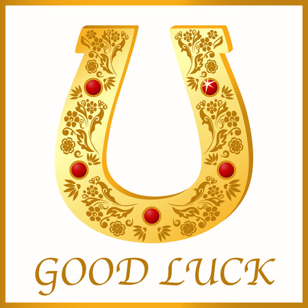 Gold horseshoe for good luckのイラスト素材