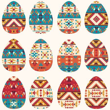 Set of easter eggs in navajo styleのイラスト素材