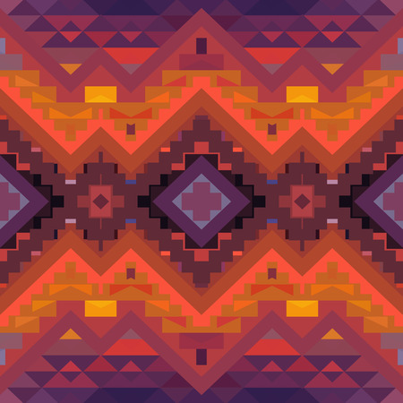Seamless colorful geometric ethnic pattern, vector illustration