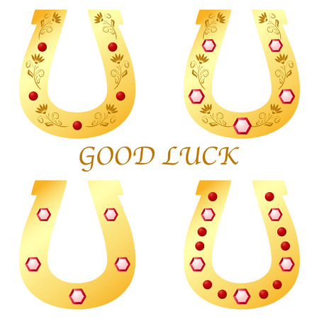 Set of four horseshoes for good luckのイラスト素材