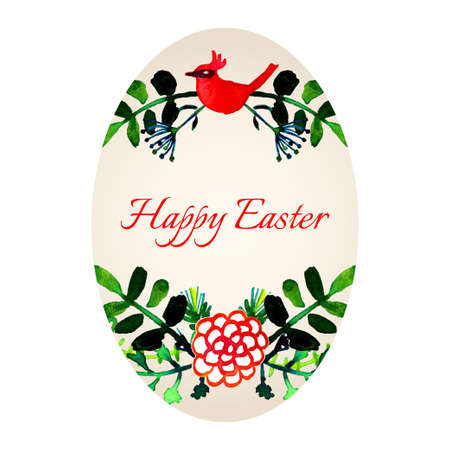 Beautiful Easter eggs with watercolor floral ornament. Vector illustration.