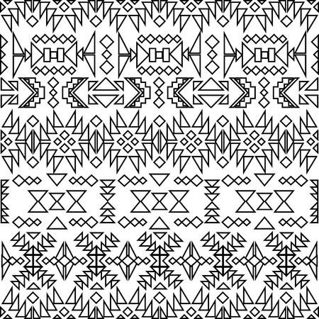 Seamless black and white ethnic pattern, vector illustrationのイラスト素材