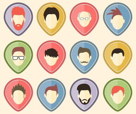Set of 12 user icons for web sites and social network, vector illustrationのイラスト素材