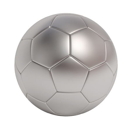 silver soccer ball isolated on white background の写真素材