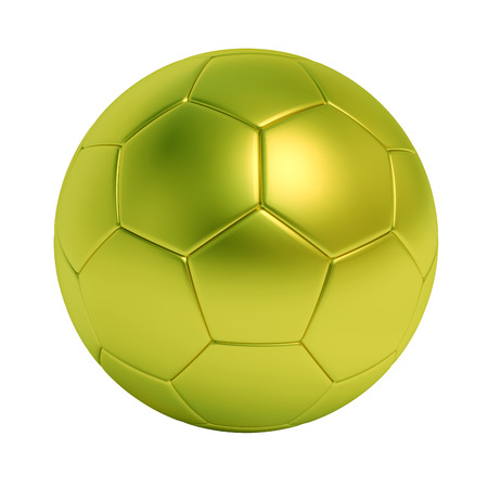 Green soccer ball isolated on white backgroundの写真素材