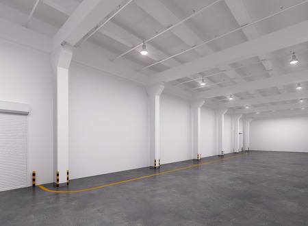 Empty warehouse interior. 3d Illustration.の写真素材