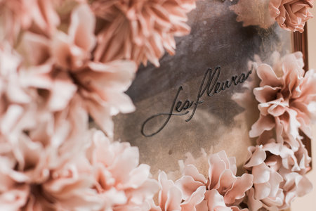 composition of decorative artificial flowers. Interior decoration with flowers. Floral Interiorの写真素材