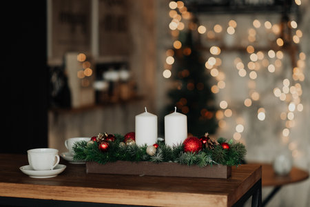 minimalistic new year. home decoration for new year and christmas. Decorationsの写真素材