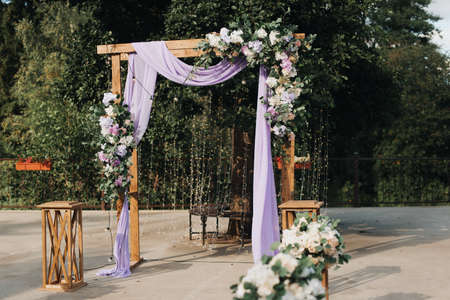 outdoor wedding reception area close-up outdoor wedding reception weddingの写真素材