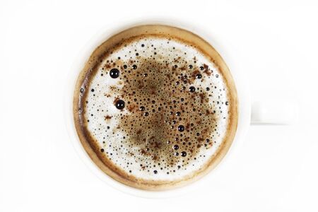 Cup of coffee with milk on a white background
