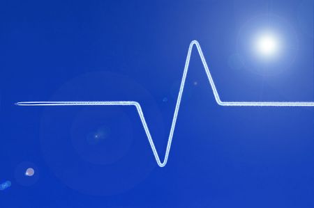 plane in blue skyの写真素材