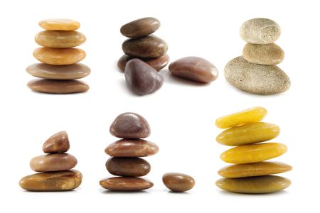 many spa stone isolated on whiteの写真素材