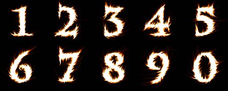blazing numerals isolated on blackの写真素材