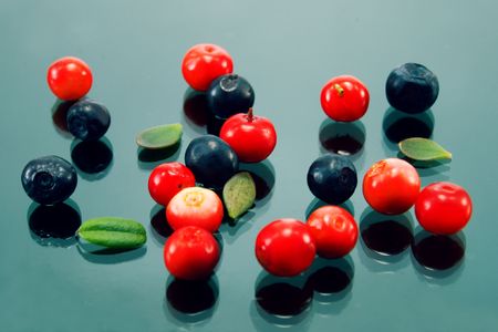 ripe blueberry and cranberry closeup