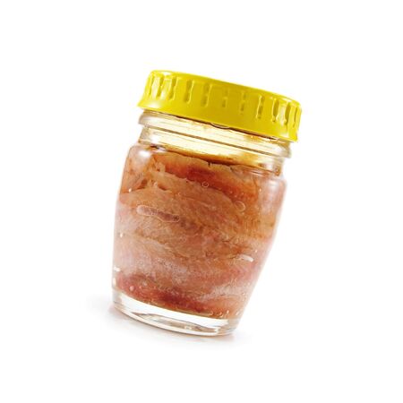 anchovies in can isolated on whiteの写真素材