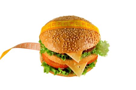 cheeseburger isolated on white backgroundの写真素材
