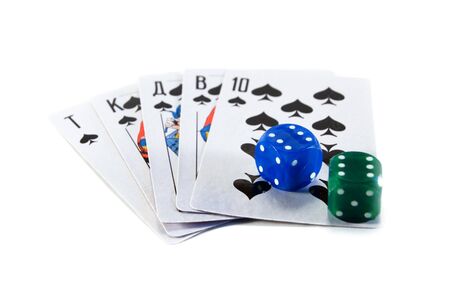 playing cards and bones isolated