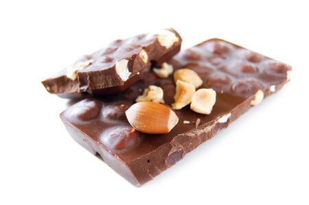 brown chocolate with nut isolated