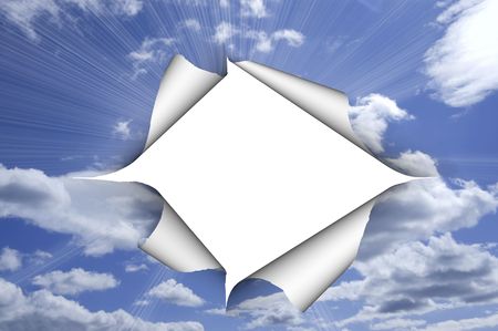 the hole in blue skyの写真素材