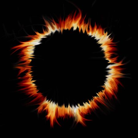 round fire isolated on blackの写真素材