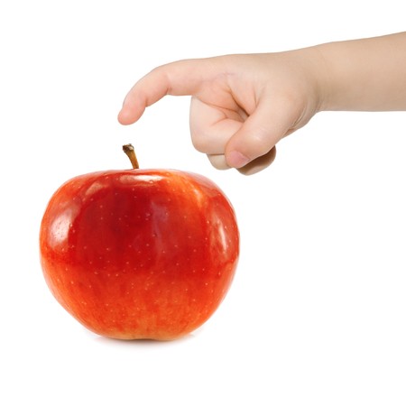 red apple and child handの写真素材