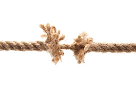 torn rope isolated on whiteの写真素材