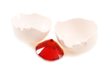 ruby and egg isolated on white
