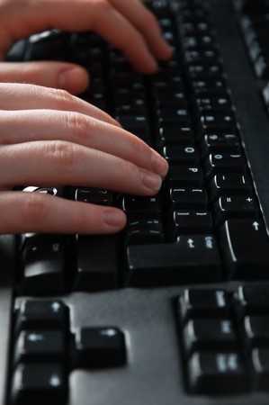 hand and keyboard close up