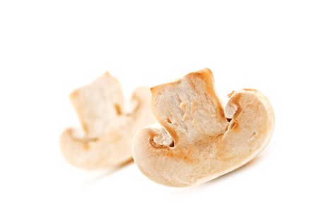 half of mushroom isolated on whiteの写真素材