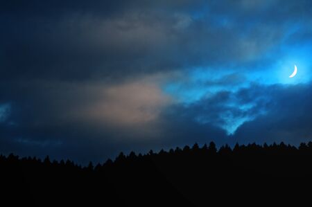 moon on night blue skyの写真素材