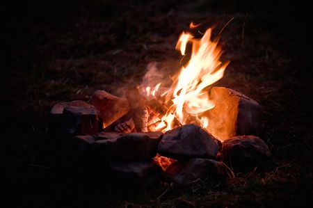 the camping fire on night