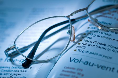 culinary recipe and glasses closeupの写真素材