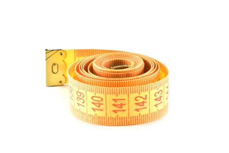 measuring ribbon isolated on whiteの写真素材