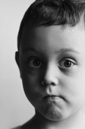 black and white boy portraitの写真素材